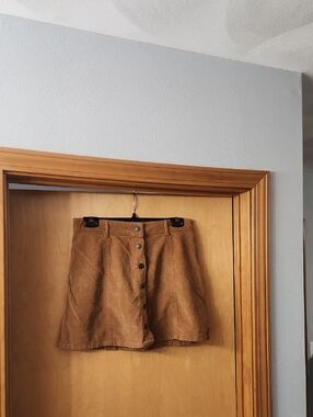 American Eagle Outfitters Brown Corduroy Button-Front Skirt Small